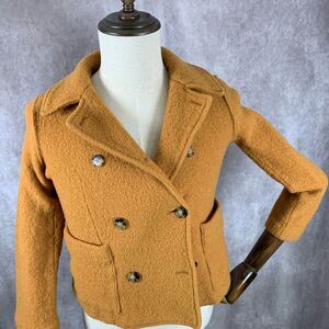 J Crew Peacoat Womans 6 Italian Boiled Wool Double Breast Yellow Business Office